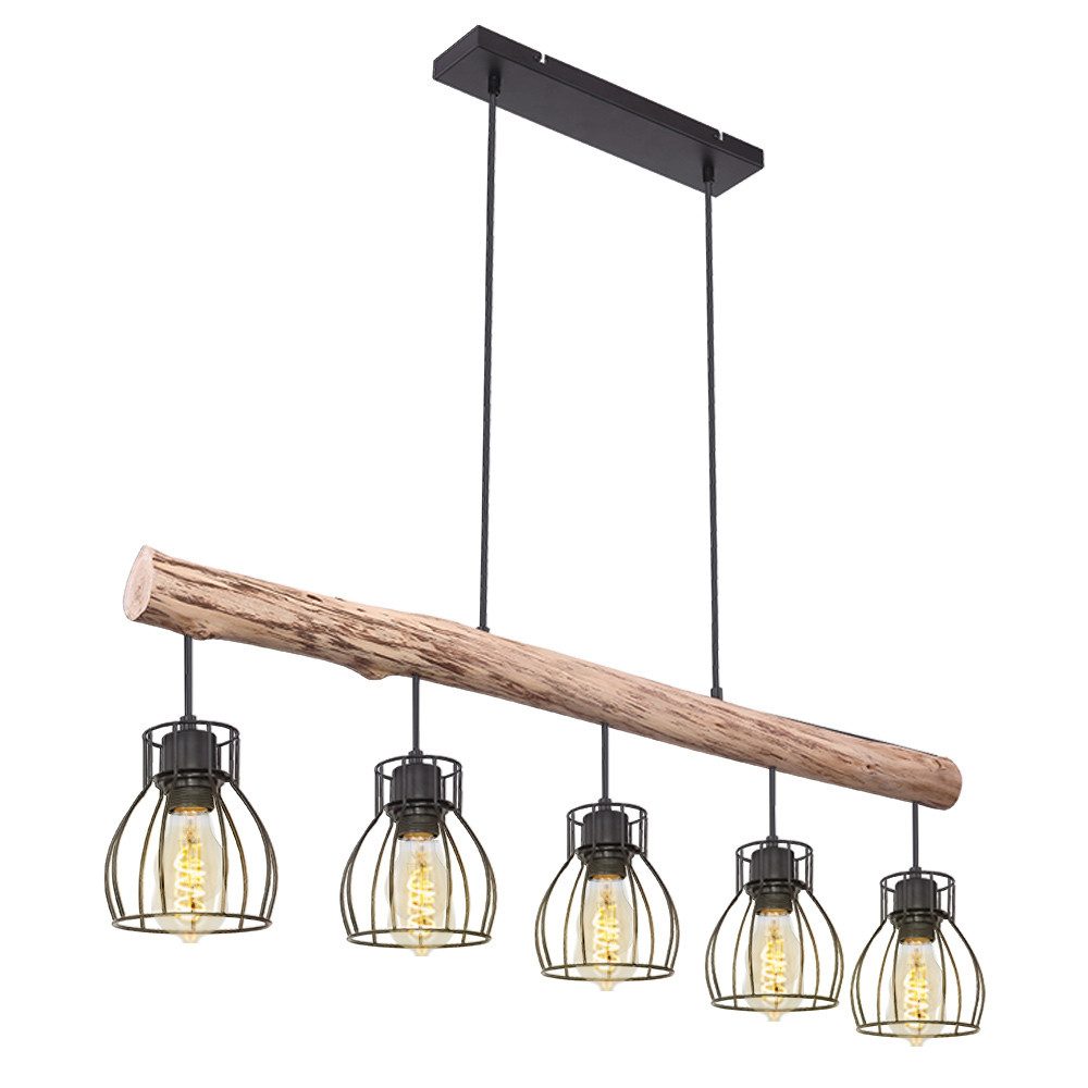 GLOBO LIGHTING Hängeleuchte, Leuchtmittel nicht inklusive, Retro Decken Hänge Lampe Holz Balken Wohn Zimmer Beleuchtung