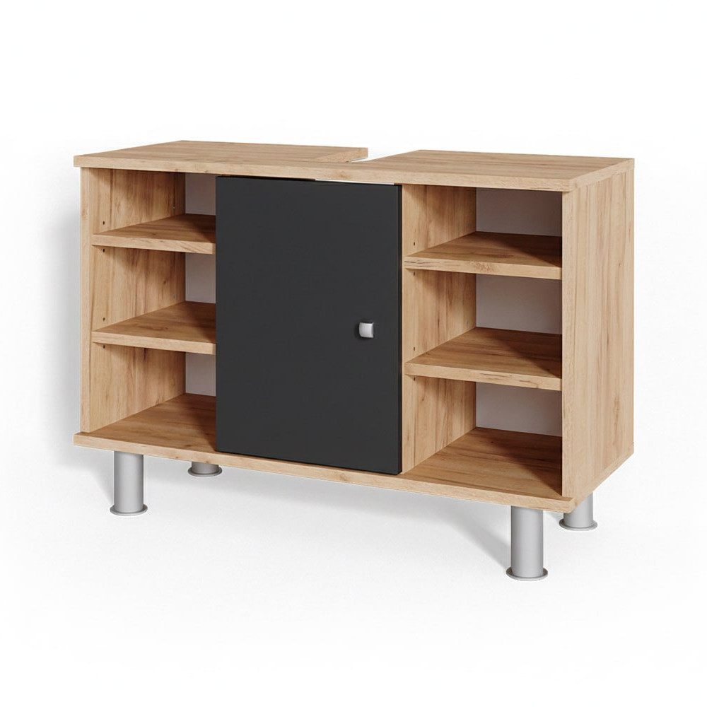 Vicco Waschbeckenunterschrank Fynn, Goldkraft Eiche/Anthrazit, 80 x 54 cm (1-St)