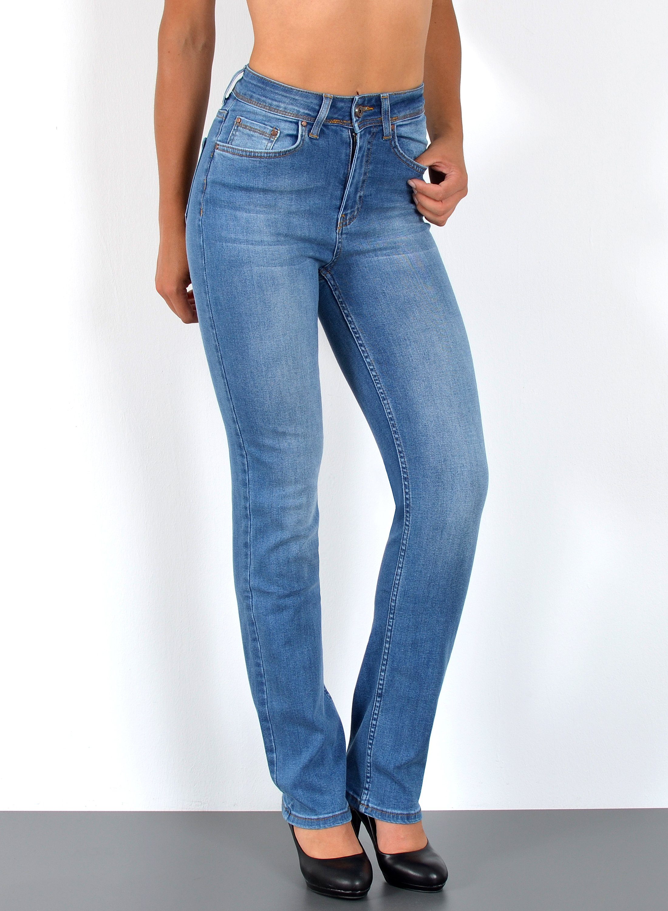 Straight-Jeans High Waist Straight Fit Jeans Damen Geradeschnitt Hose Straight