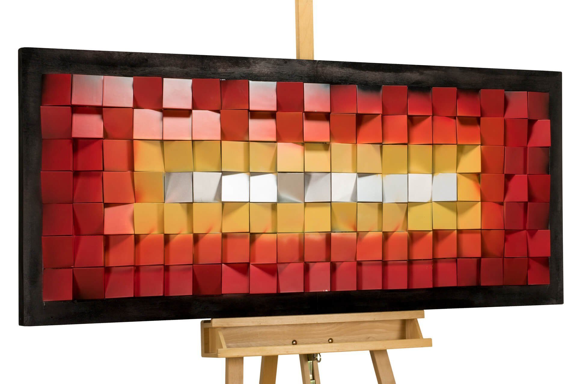 KUNSTLOFT Wandbild Flammentanz 140x60 cm, handgefertigtes Wandbild mit 3D Effekt