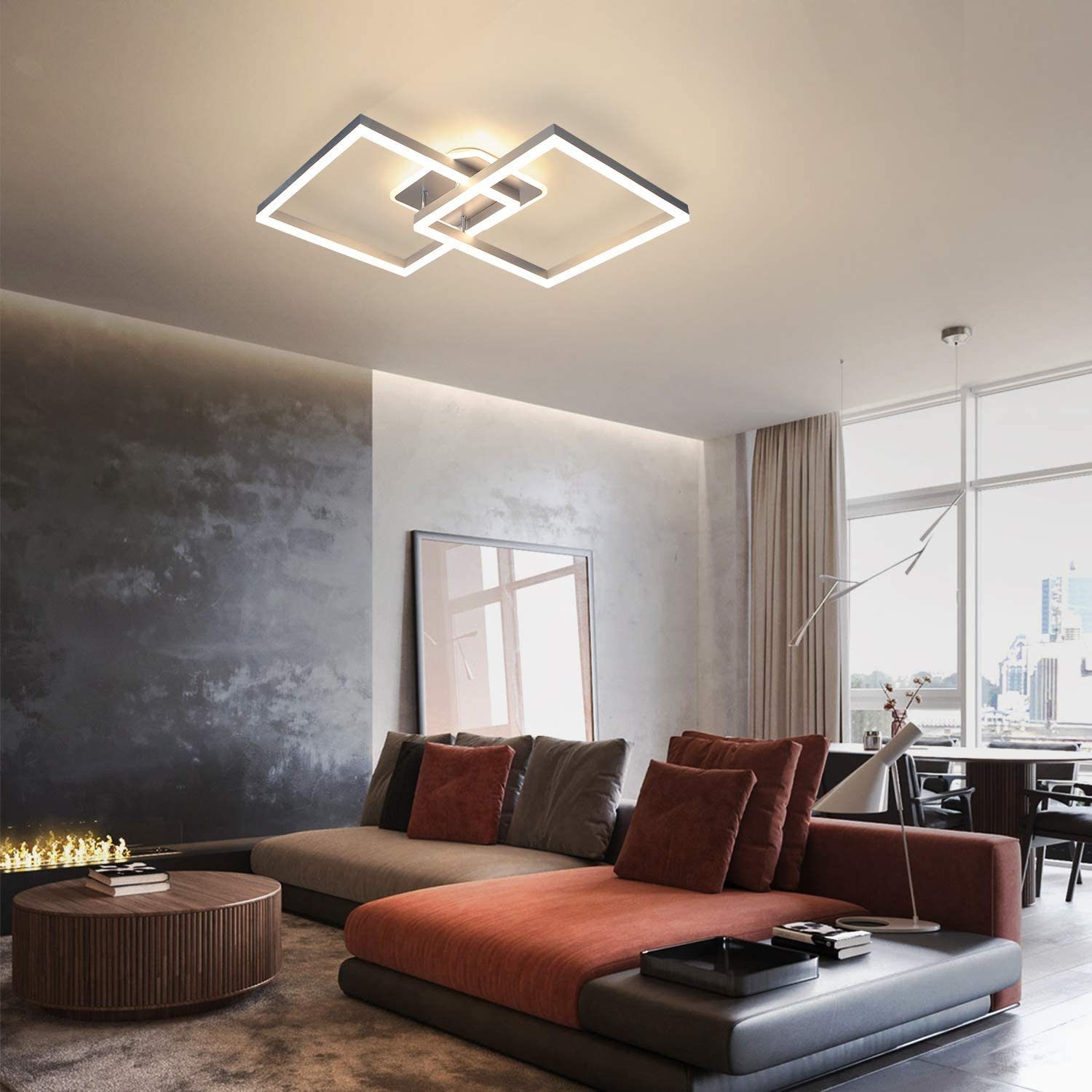 fest Wohnzimmer, Esszimmer LED Quadratisch integriert ZMH Deckenleuchte dimmbar Fernbedienung LED