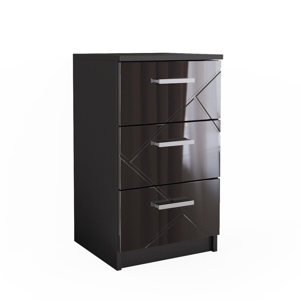 Vicco Nachtschrank Irma, Schwarz Hochglanz, 37.6 x 66 cm günstig online kaufen