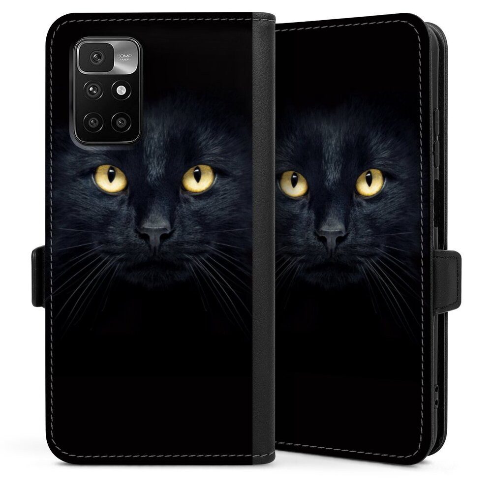 DeinDesign Handyhülle Katze Auge schwarz Tom Cat, Xiaomi Redmi 10 Hülle Handy Flip Case Wallet Cover Handytasche Leder