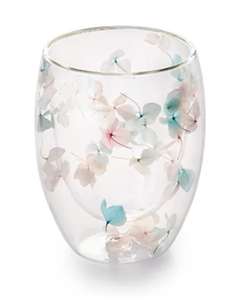 ChaCult Teeglas Edvina weiß pastell - hitzebeständig - mit Trockenblumen, 1-tlg., doppelwandig