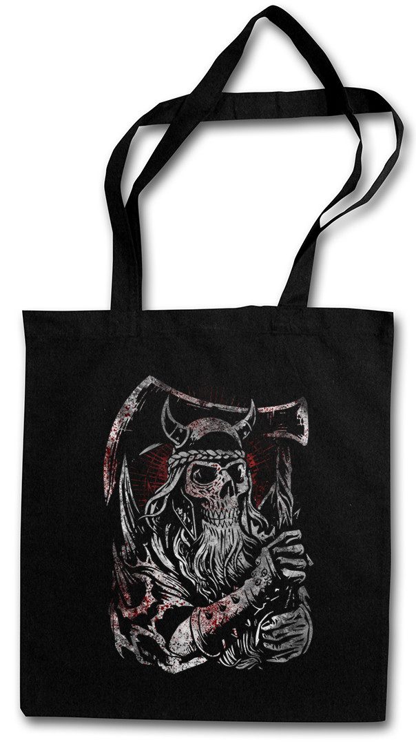 Beuteltasche Viking Skull III Stofftasche Wikinger Totenschädel Runen Vikings Runes