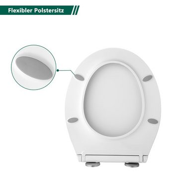 HOMELODY WC-Sitz Toilettendeckel mit Quick-Release-Funktion Softclose Absenkautomatik, Klodeckel Antibakterielle Klobrille aus Duroplast abnehmbar Klodeckel