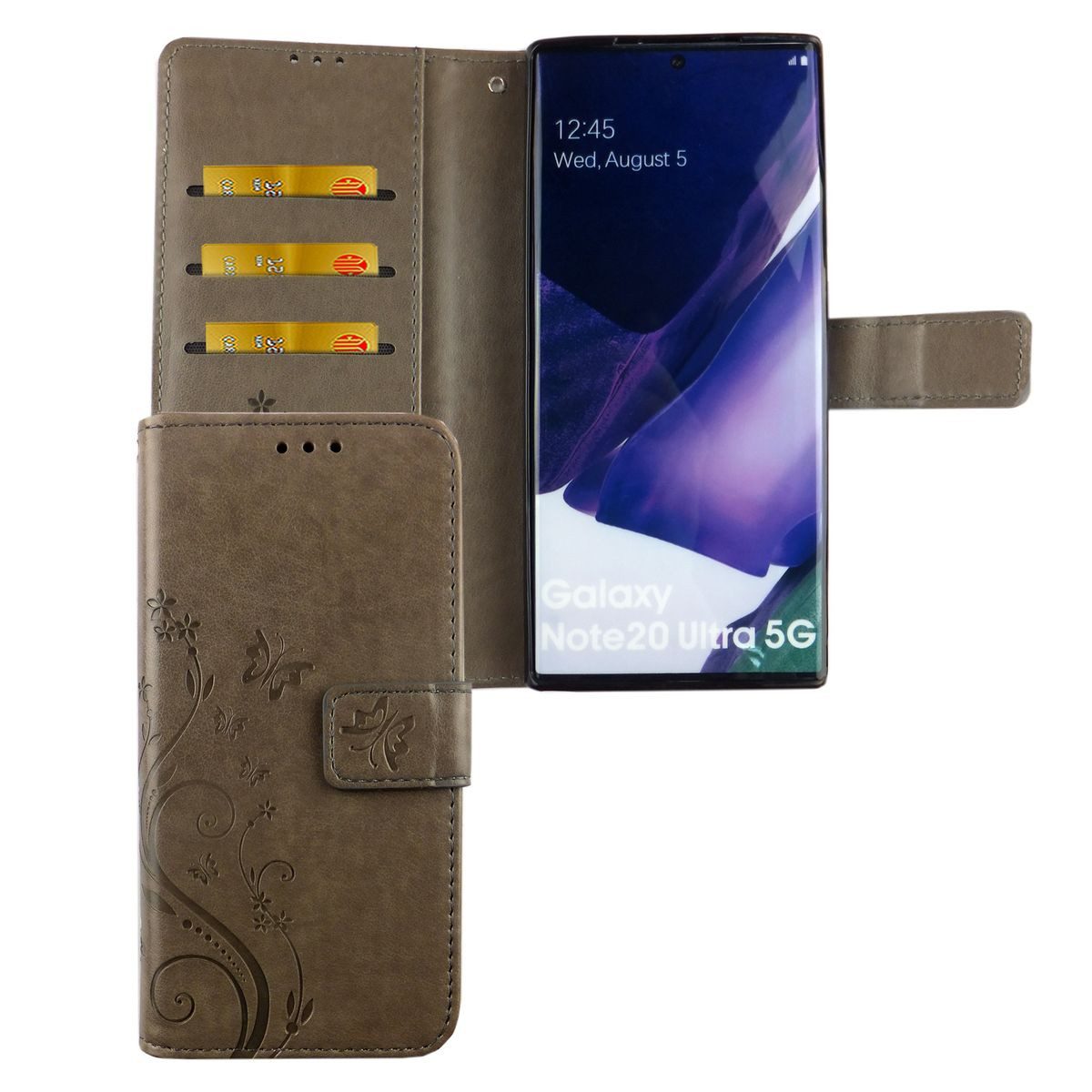 König Design Handyhülle Samsung Galaxy Note 20 Ultra, Samsung Galaxy Note 20 Ultra Handyhülle Bookcover Grau
