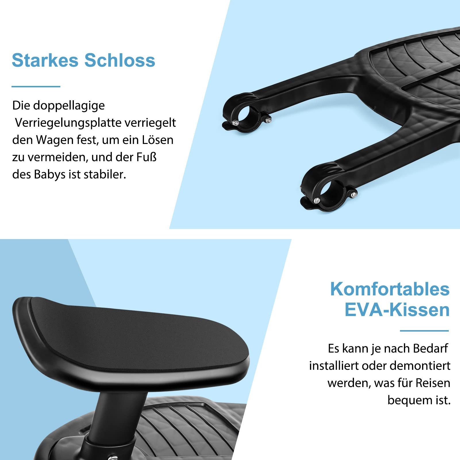 Youyijia Montagezubehör Buggy Board Trittbrett mit Sitz für Kinderwagen Rollbrett