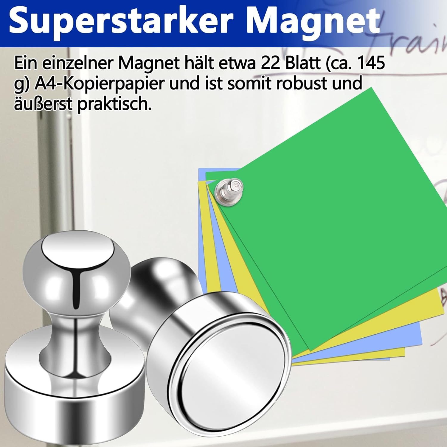 BlingBin Magnet 30 Stück Magnete Stark für Magnettafel, Kühlschrank, Pinnwand (2er Set, 60-St., 1,6*1,2*1,2cm), Neodym Magnete Extra Stark,Tragbare Größe – Bild 4 von 5