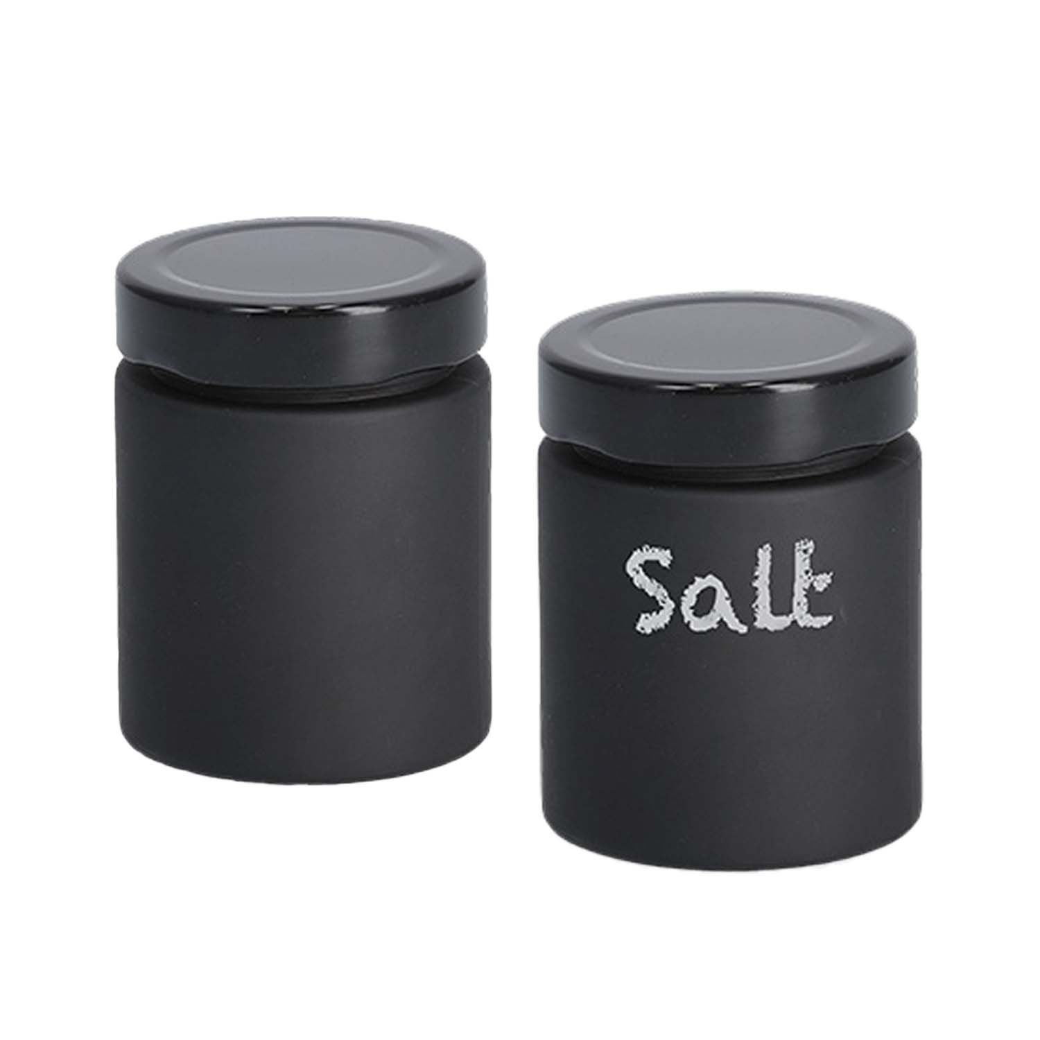 Zeller Present Vorratsglas 12er Set Gewürzgläser zum Beschriften, schwarz - Ø 6,1 x 8,2cm, Glas, Metall, (Set, 12-tlg., 12x Glas), individuell beschriftbar
