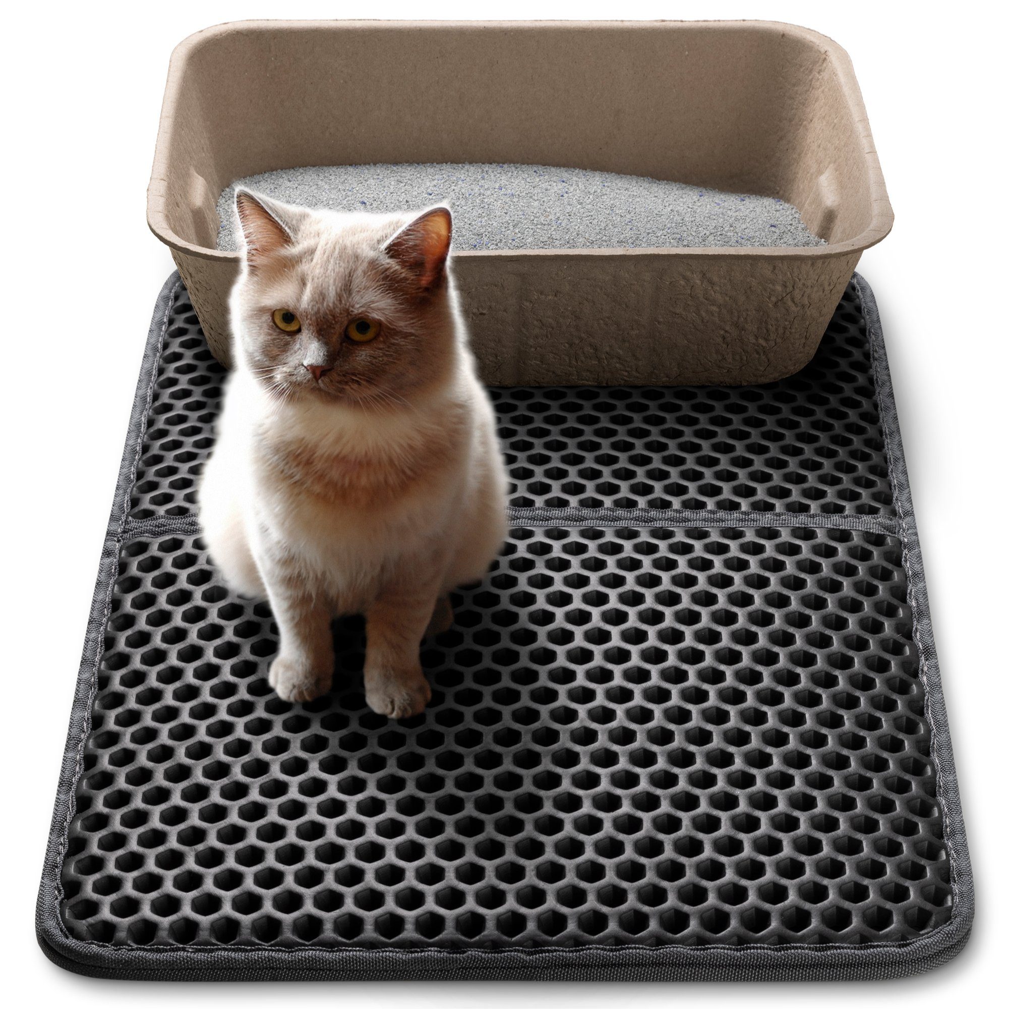 Katzenstreu Katzenstreumatte für Katzenklo - rutschfeste Katzen Matte Vorleger