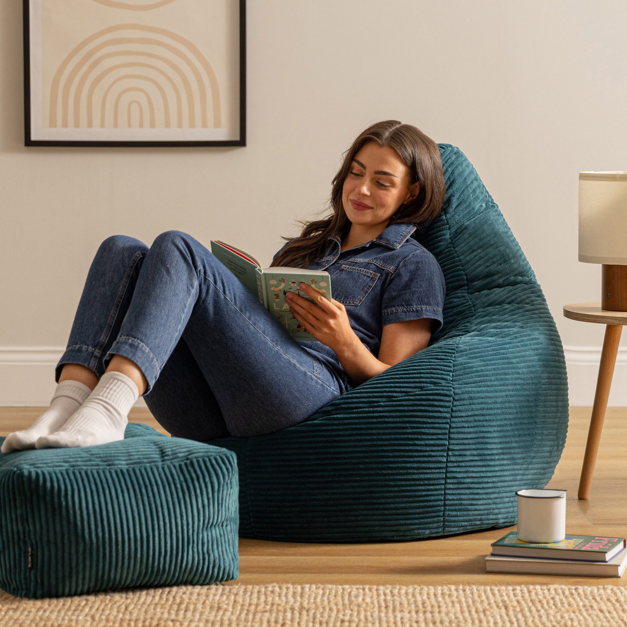 icon Sitzsack Sessel mit Liege aus Cord „Dalton“ mit Hocker (Spar-Set, 1 x günstig online kaufen