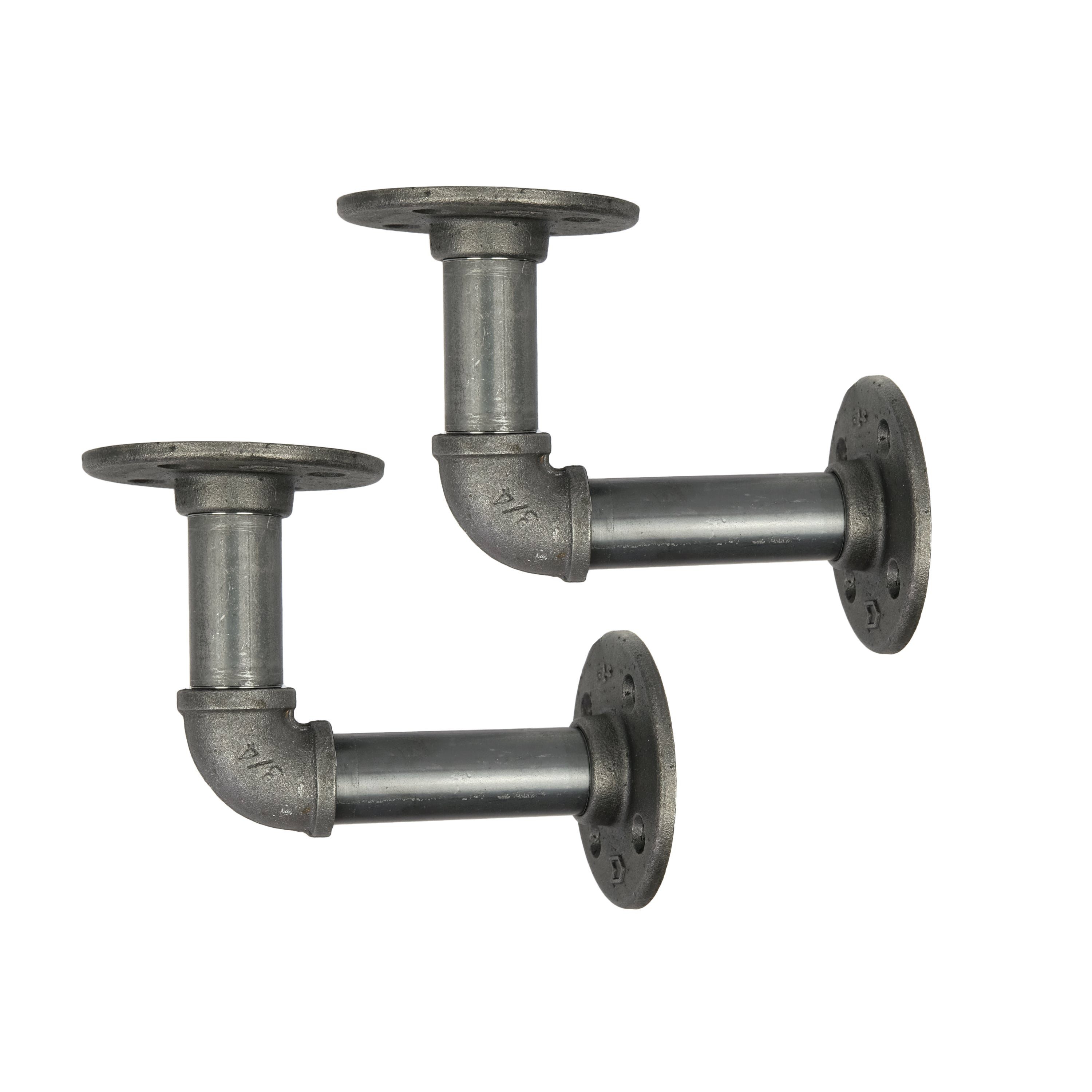 Natural Goods Berlin Wandregalhalter Pipe SCHÖNEBERG, 2-tlg., Regalhalterung, Wandregal, Temperguss, für 18-24cm Regalbretter