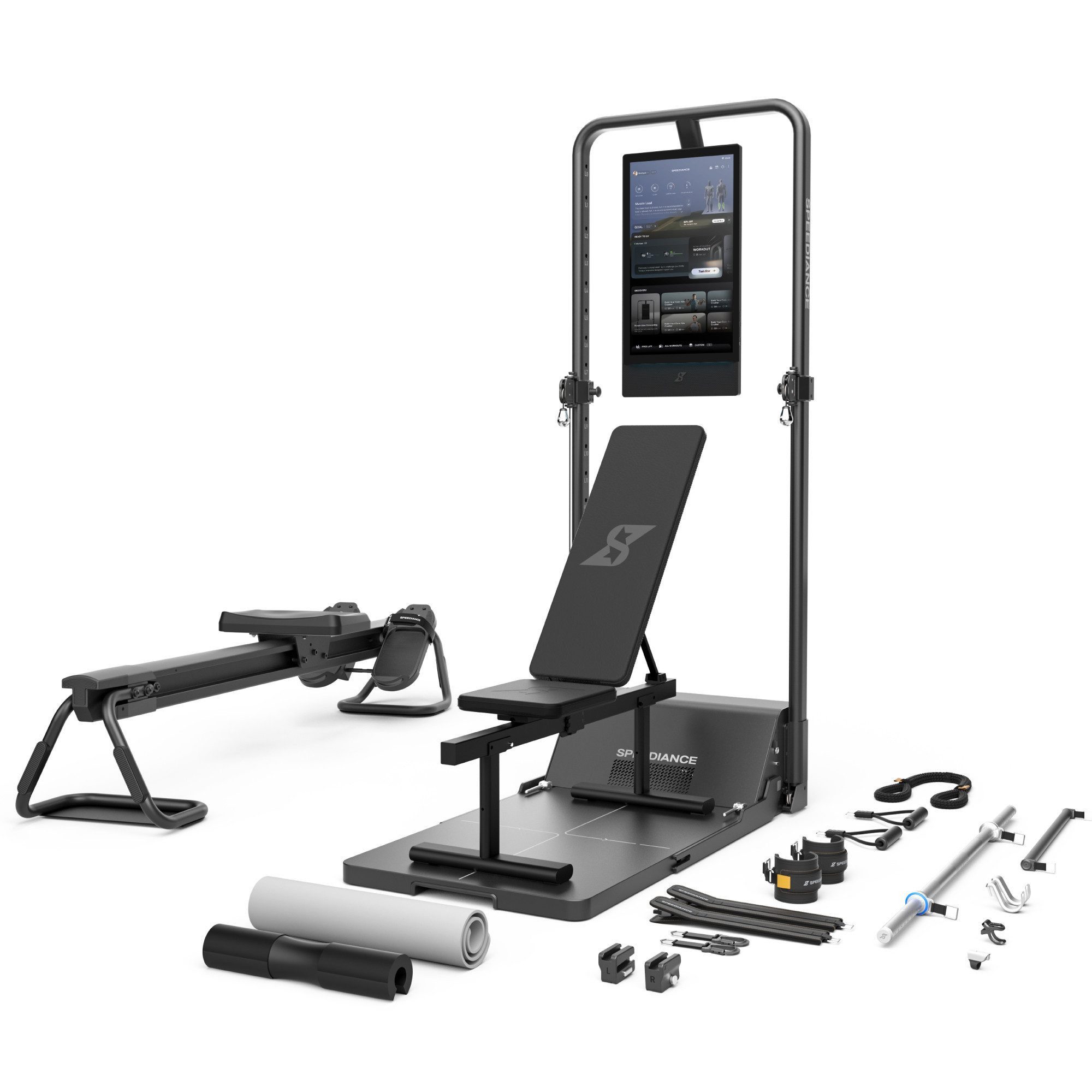 SPEEDIANCE Kraftstation Gym Monster 3, All-in-One-Smart-Home-Gym für Ganzkörpertraining, (mit Trainingsbank und Ruderbank), Multifunktionale Smith-Maschine, Ganzkörper-Krafttrainingsgerät(Max)