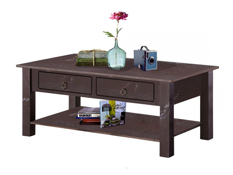 loft24 Couchtisch Inga, Wohnzimmertisch, 2 Schubladen, Kiefer, Landhausstil
