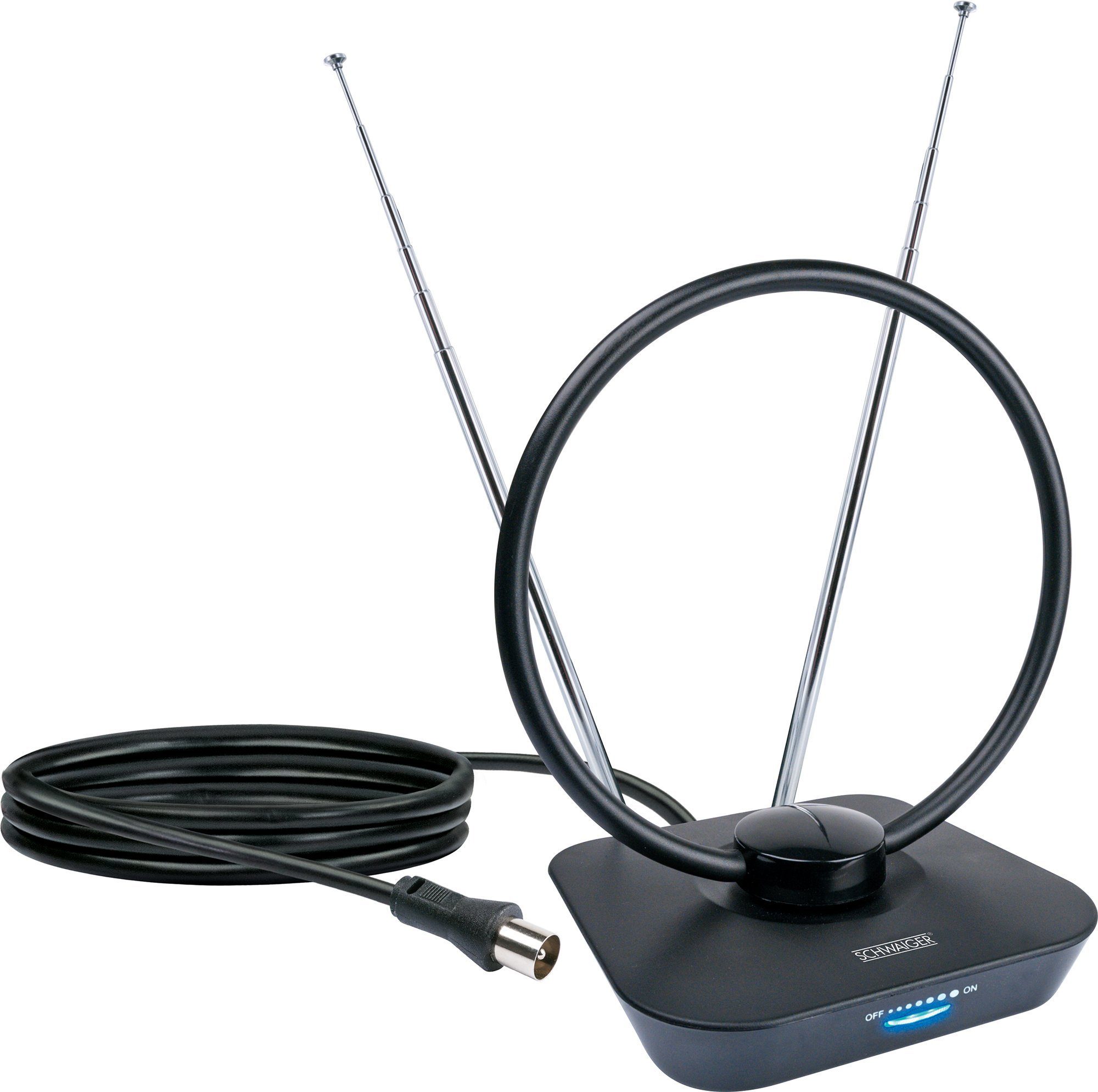 Schwaiger ZA8960 013 Innenantenne (digital, für Innenbereich), Integ. Verstärker, schwenk-/neigbare Empfangsantenne, LTE-Sperrfilter