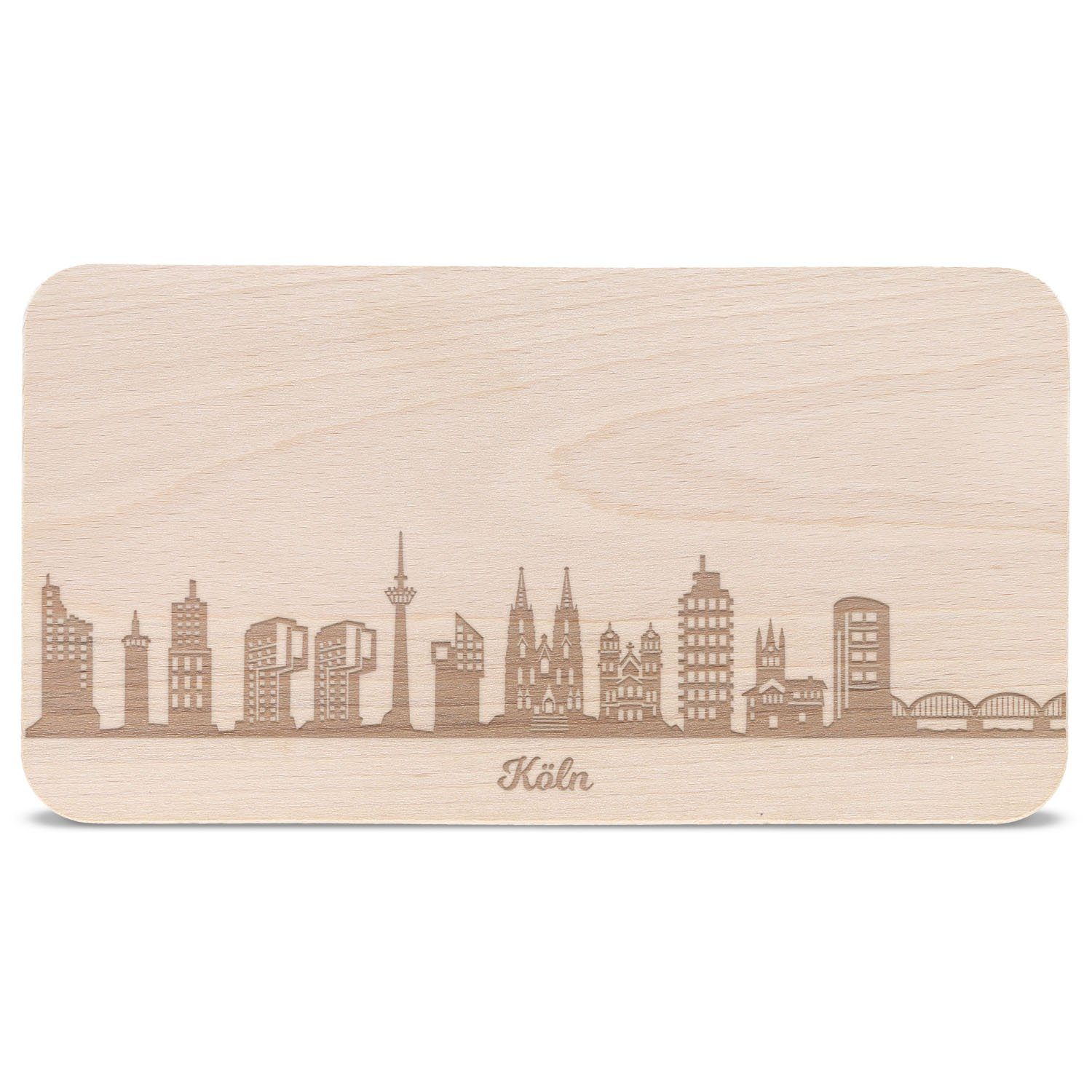 Set), Souvenir GRAVURZEILE (Kein & Frühstücksbrettchen für Stadtverliebte Holz, auch - Skyline Köln, mit Schneidebrett als Köln Gravur Fans - Geschenk ideal