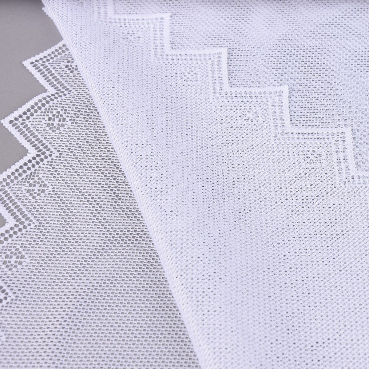 SCHÖNER LEBEN. Meterware Wirk-Stores Gardinenstoff Seitenschal Spitzenabschluss weiß 140cm, halbtransparent, Kunstfaser