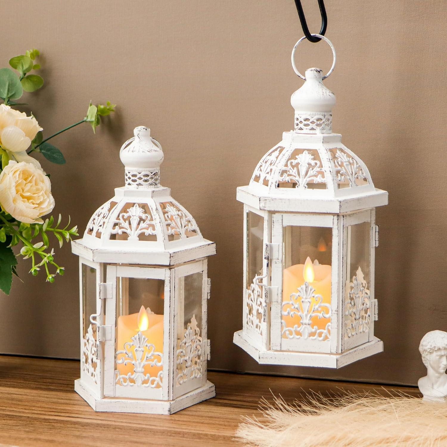 LuxusKollektion Kerzenlaterne Hängende Laterne 24cm Weiß Grau