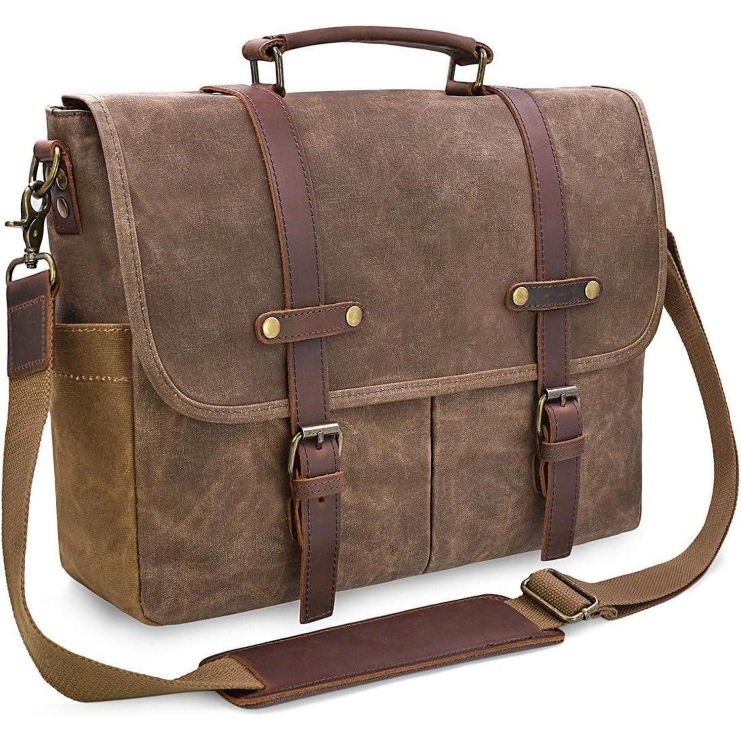 Laptoptasche Herren Umhängetasche Laptoptasche wasserabweisend Canvas Vintage 15.6