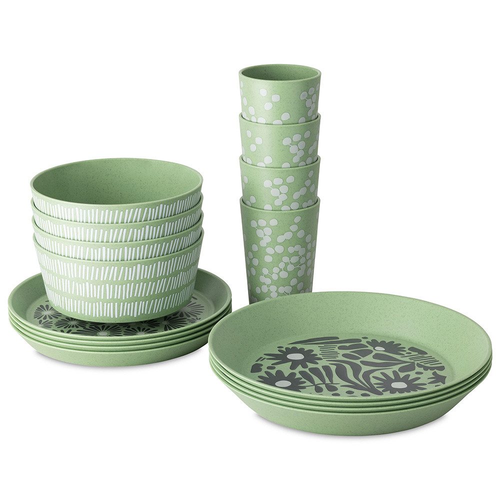 KOZIOL Geschirr-Set BLOMSTER SET, Geschirrset 16-teilig (16-tlg), 4 Personen, Kunststoff