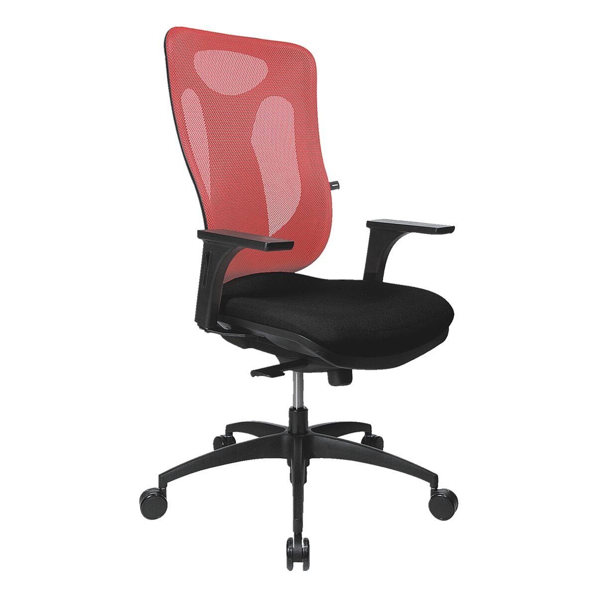 TOPSTAR Schreibtischstuhl Net Pro 100, mit Bandscheibensitz und Netzrückenlehne (ohne Armlehnen) rot | schwarz