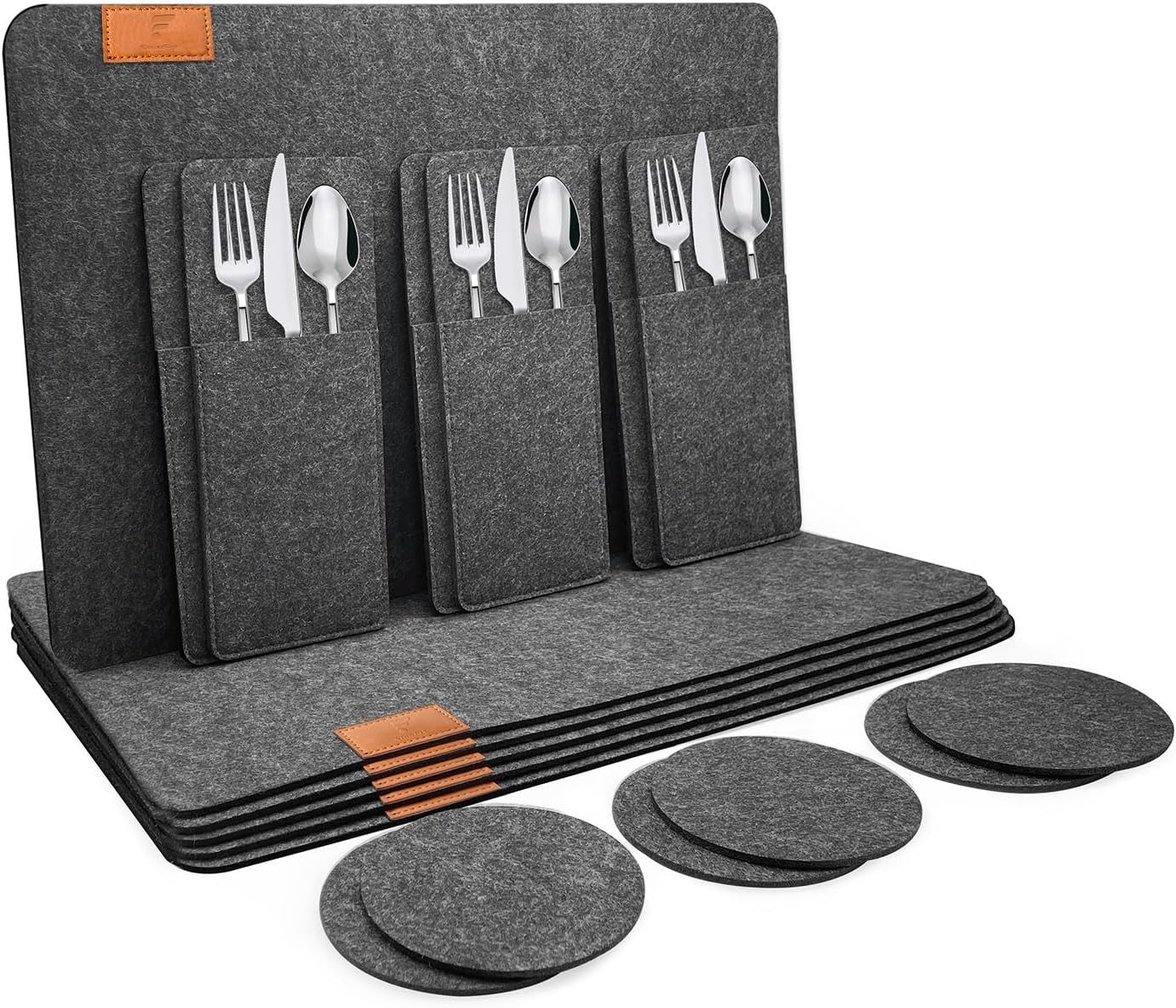 FELIXLEO Platzset Tischsets Abwaschbar Rutschfest Platzsets aus Filz 18er Set, 41x30cm, (1-St)