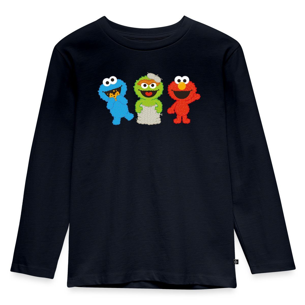 T-Shirt Sesamstraße Baby Krümelmonster, Oscar & Elmo Kinder Premium Langarmshi