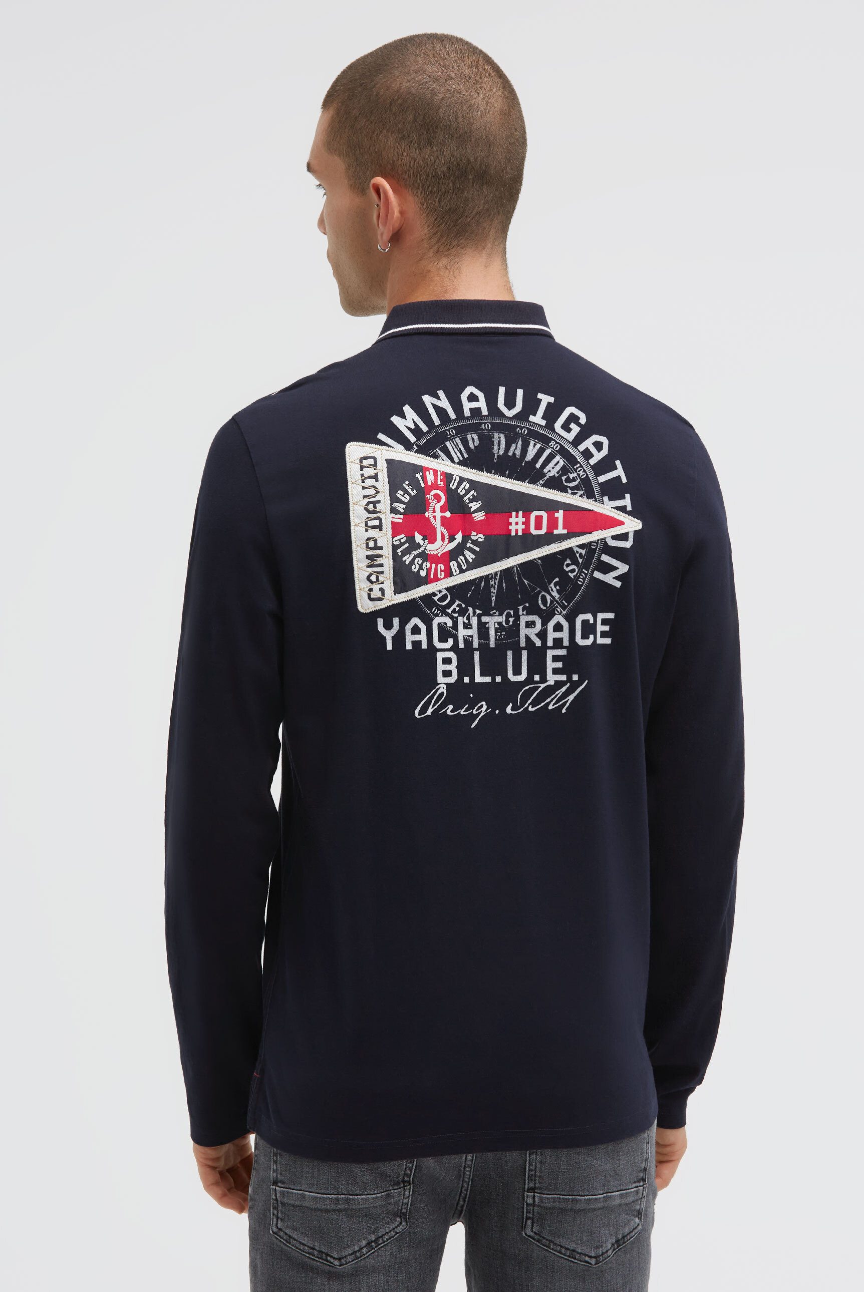 CAMP DAVID Langarm-Poloshirt aus Baumwolle