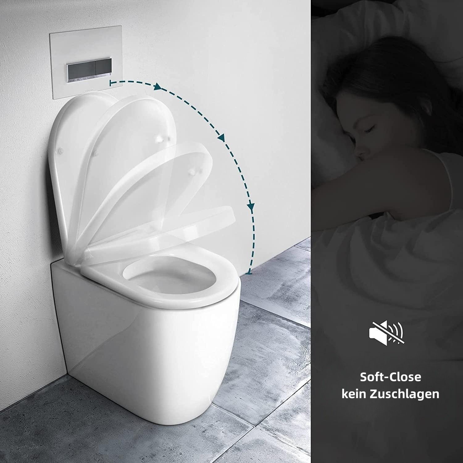 Woltu WC-Sitz, Klodeckel Wc Sitz, Kunststoff, Fast Fix, Weiß