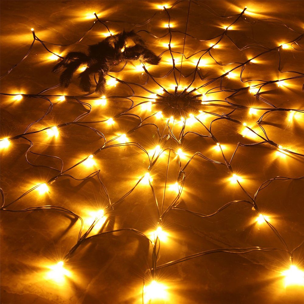 LED Spinnennetz Jormftte Lichterkette Dekolicht Halloween