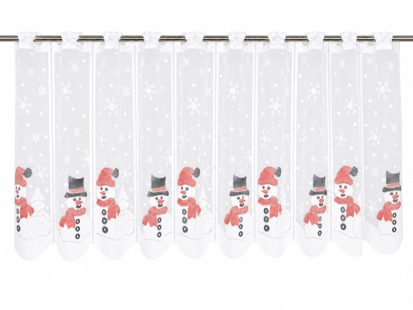 EXPERIENCE Scheibengardine Scheibengardine Schneemann Schneeflocke, HxB 50x140cm, (1 St), Stangendurchzug, transparent, bedruckt