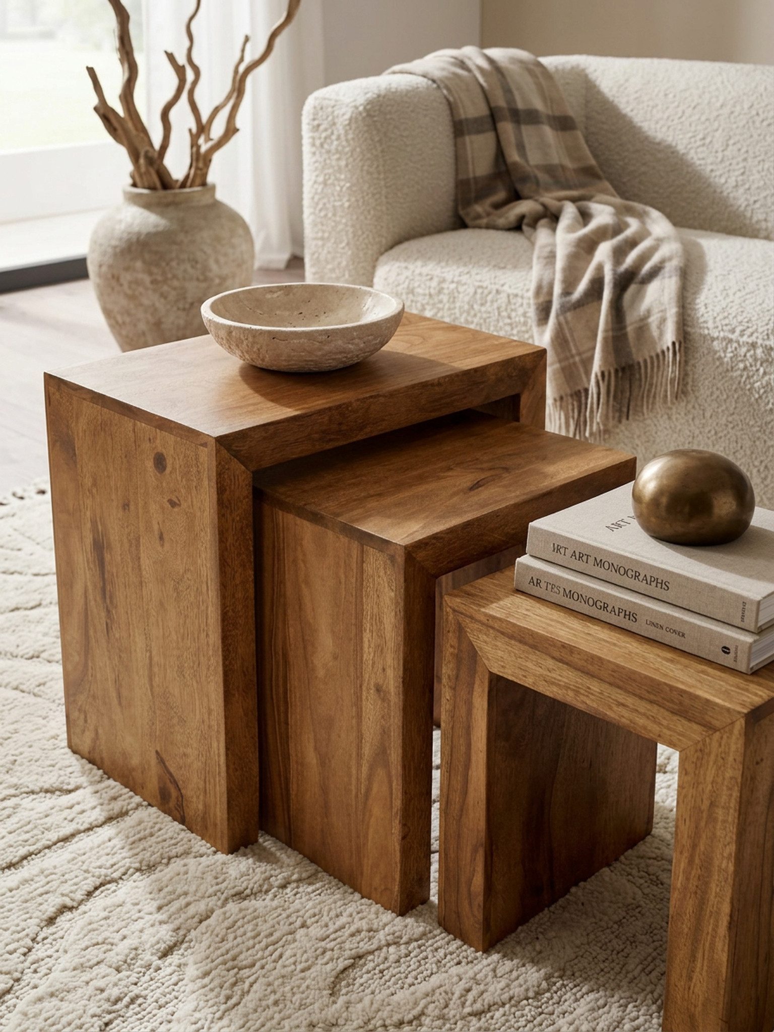 KADIMA DESIGN Satztisch Tisch Set: Massivholz-Design, vielseitig nutzbar, handgefertigt