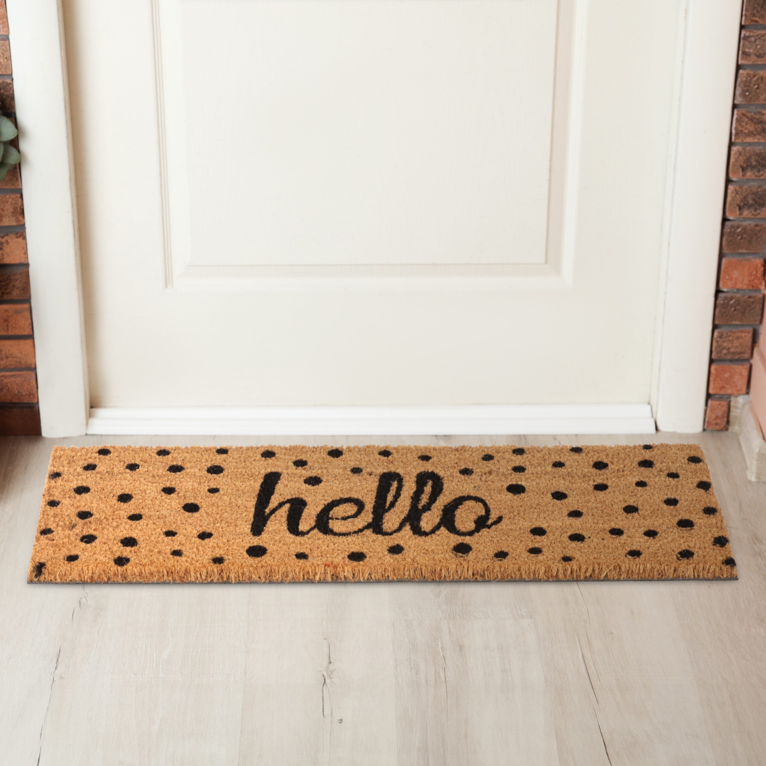 relaxdays Fußmatte Kokos Fußmatte Hello mit Punkten, rechteckig, Höhe: 15 m günstig online kaufen