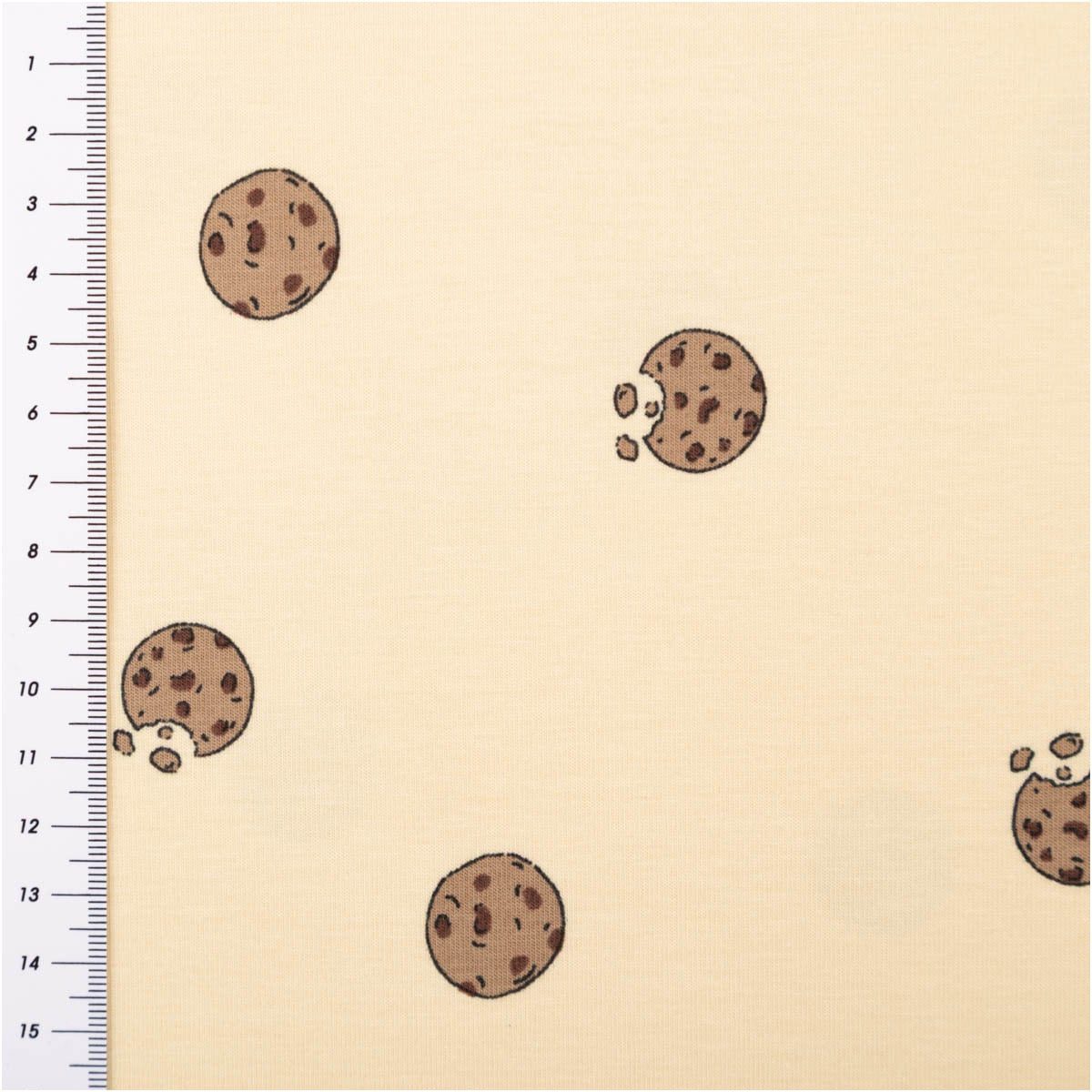 SCHÖNER LEBEN. Stoff Jersey Stoff Meterware Baumwolljersey Cookies beige braun 150cm, allergikergeeignet