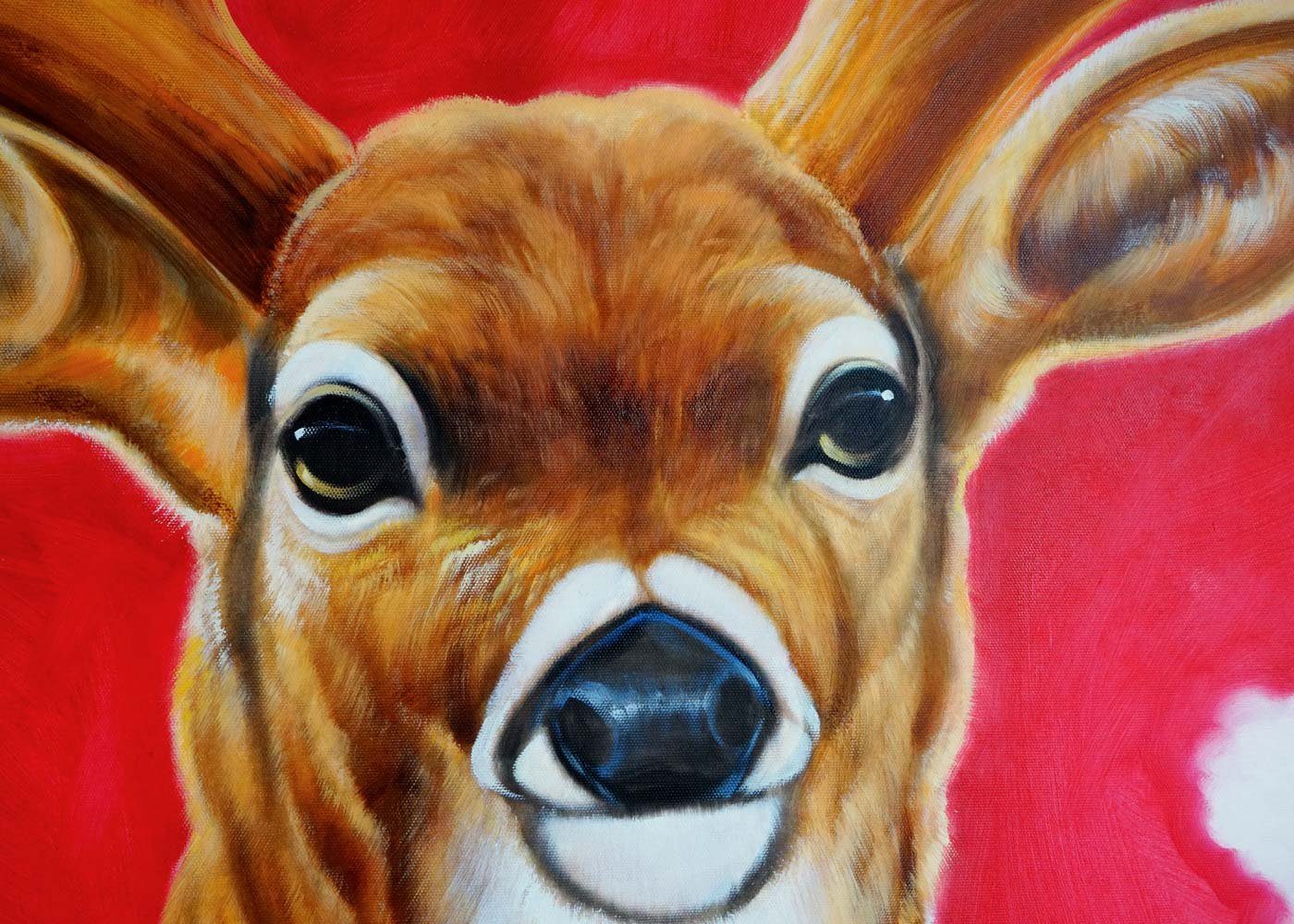 MCW Ölgemälde Wandbild Hirsch, Hirsch, Hohe Qualität, Jedes Bild ein Unikat, Ölfarben