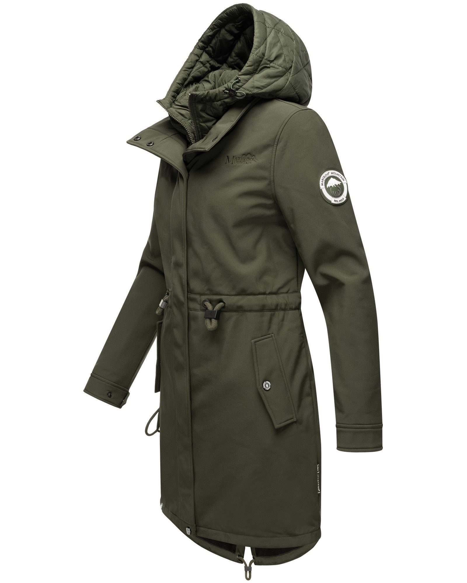 Softshelljacke Olive Mountain Marikoo Dark mit einem Doppelkragen Presanella