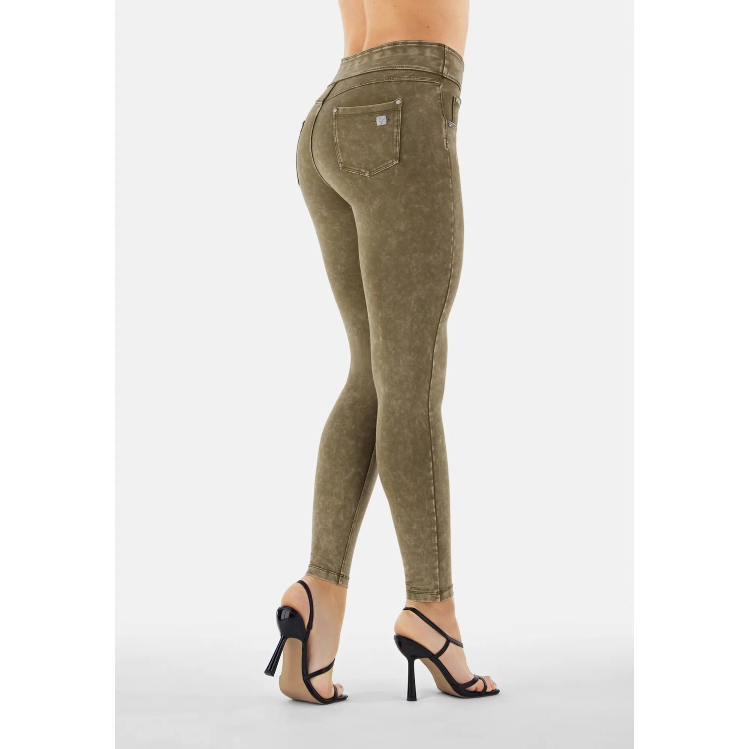 Freddy Jeansjeggings Skinny mit umschlagbarem Taillenbund - Garment Dyed - Dark Olive Mid Waist