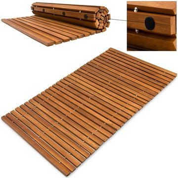 Badematte Deuba, Akazienholz, Stab, Badvorleger Holz 76x50 cm FSC-zertifiziertes Akazienholz Gummistopper