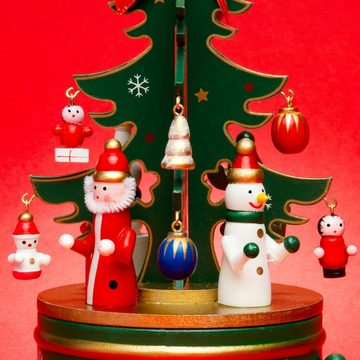 SIKORA Weihnachtsfigur SD03 Spieldose für Weihnachten aus Holz mit Tannenbaum Musik Stille Nacht
