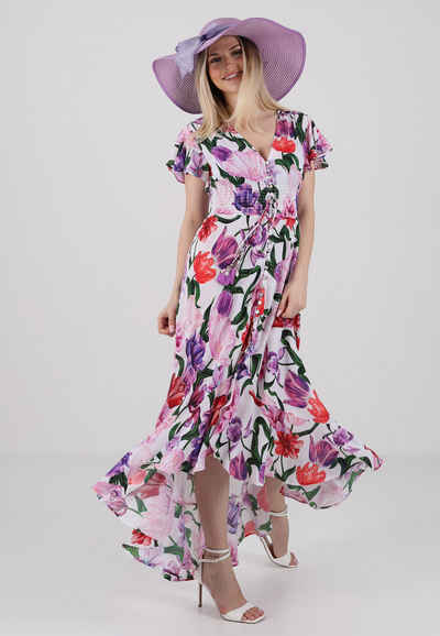 YC Fashion & Style Sommerkleid Purple Petal Maxikleid– Für stilvolle Anlässe Alloverdruck, Boho, Hinten länger