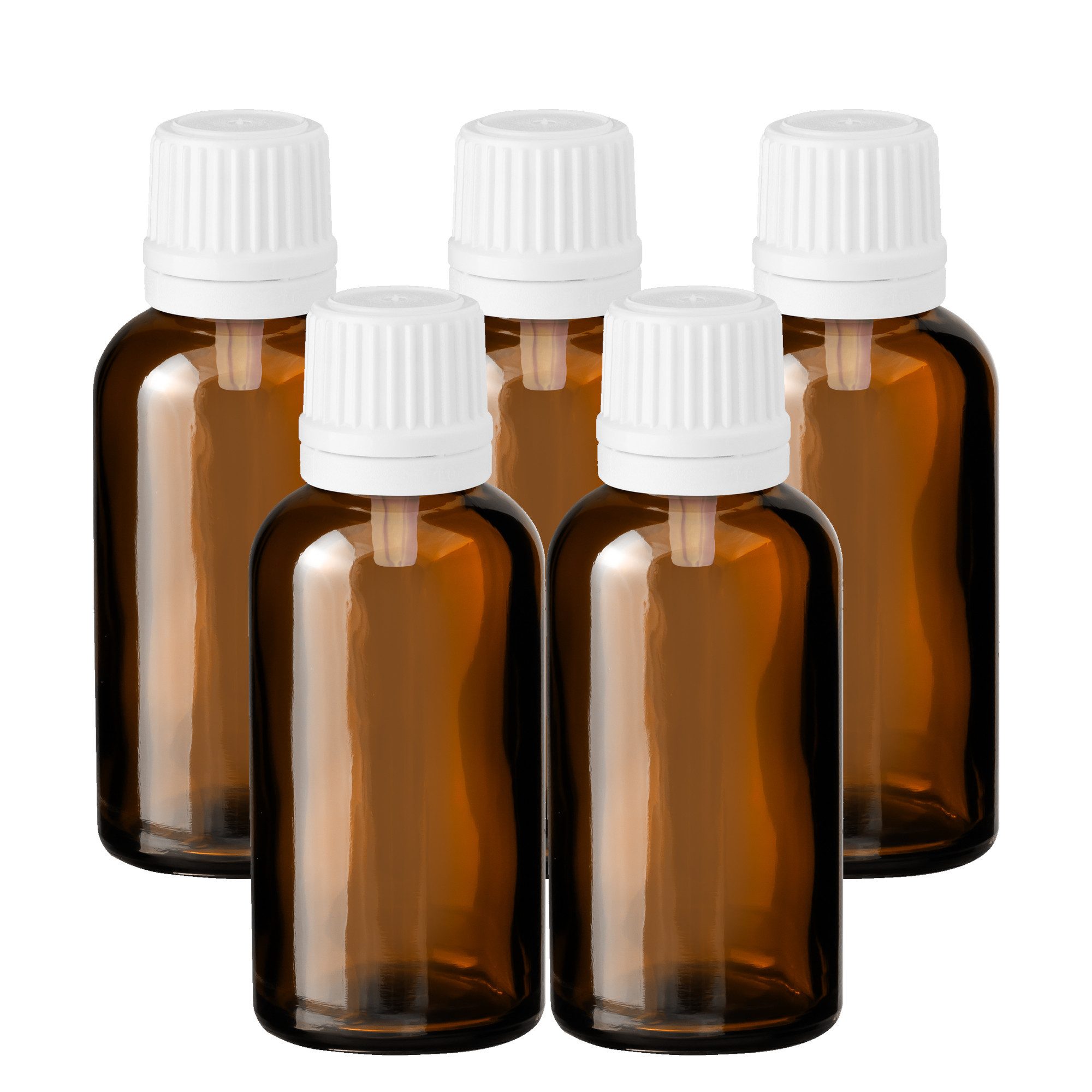 CK Verpackung GmbH Tropfer 5x Glasflasche braun 30 ml mit weißem Tropfeinsatz leere Tropfflasche