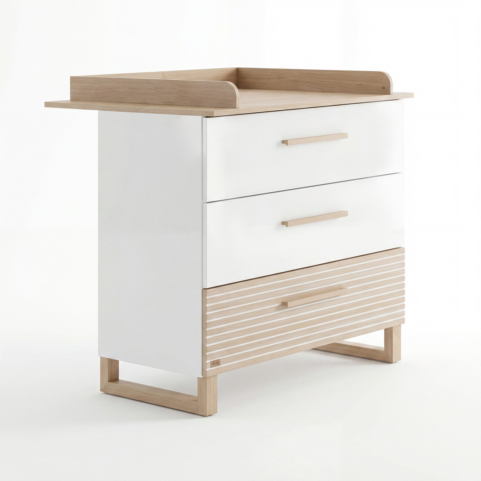 roba® Babymöbel-Set Noah - moderney Kinderzimmer Set mit eleganten Füßen - aus Holz, (2-teiliges Set, Babybett 70 x 140 cm Liegefläche, Wickelkommode), Füße und Griffe aus Massivholz - Scandi Design - Weiß / Walnuss
