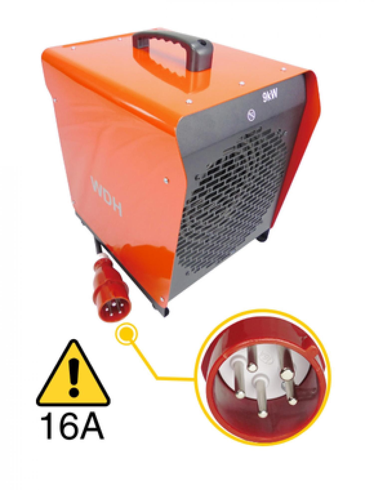 WDH Heizlüfter Gebläse WDH-BGP09, 9000 W, Dauerbetrieb geeignet