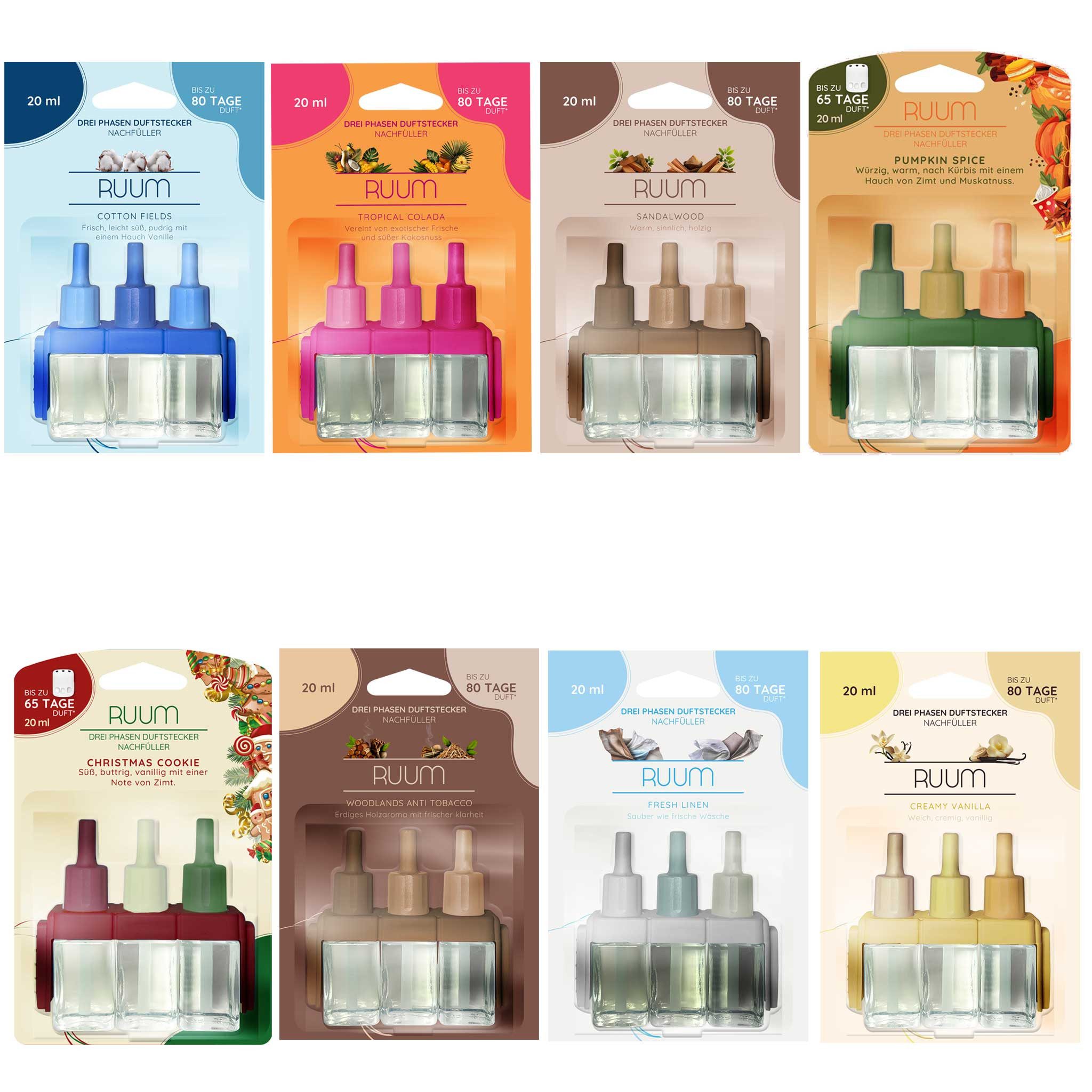 RUUM Raumduft-Nachfüllflasche Nachfüllflakons (6er Pack) Mix 3Volution Duftstecker, 20ml (6-St)