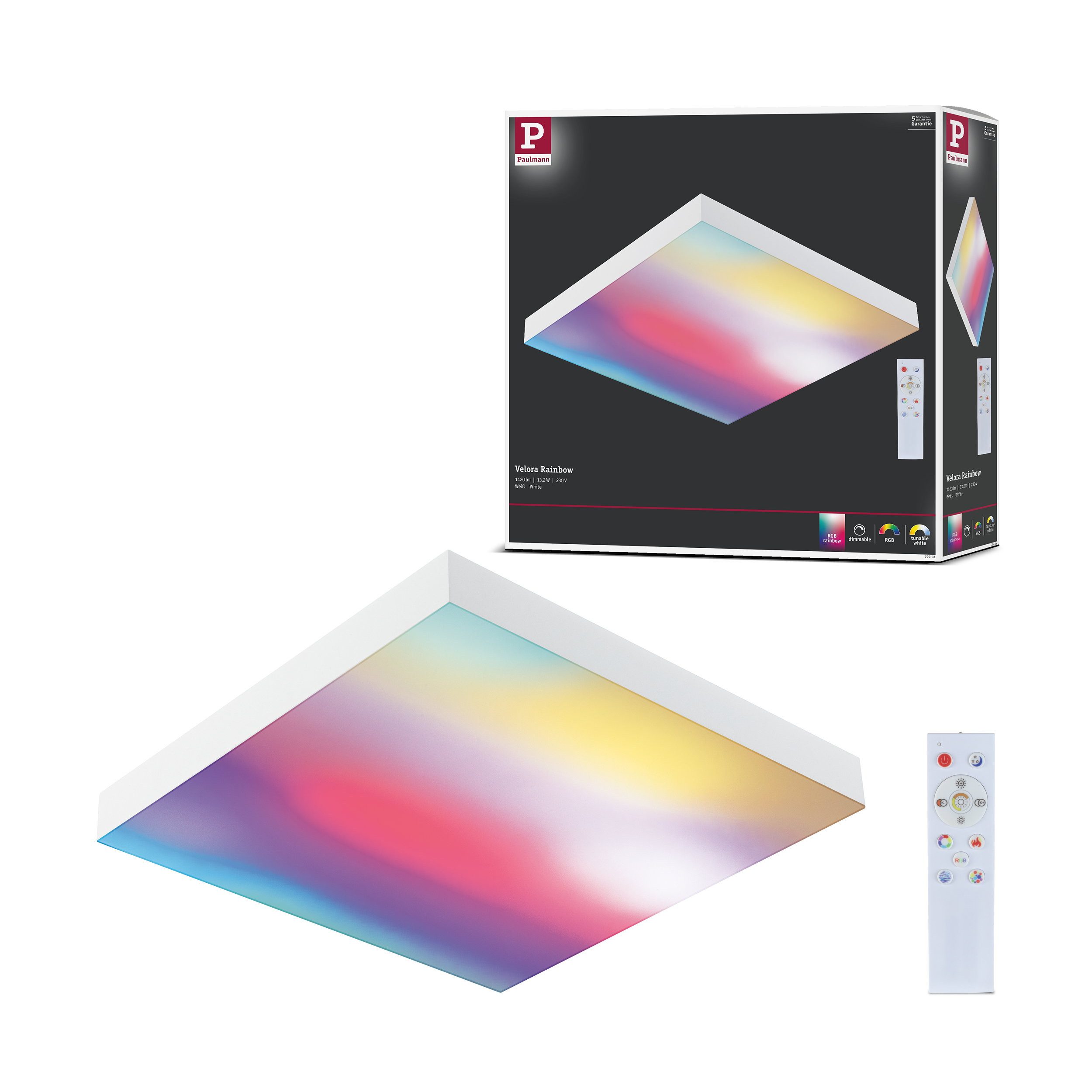 Paulmann LED Panel LED Panel Velora Rainbow dynamicRGBW eckig 295x295 mm 13,2W 1140lm RGB