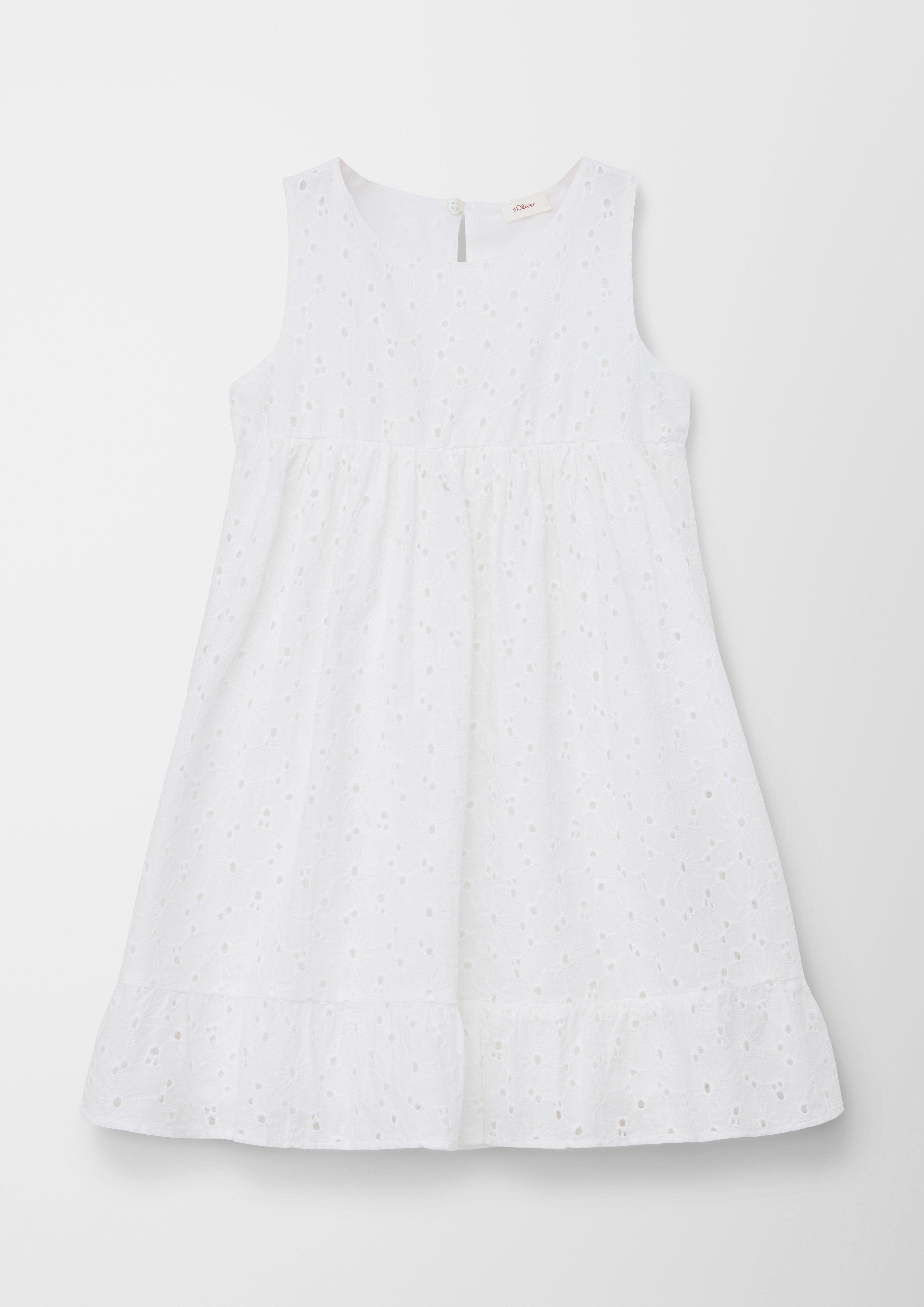 s.Oliver Minikleid Kleid aus Broderie Anglaise Lochstickerei, Raffung weiß