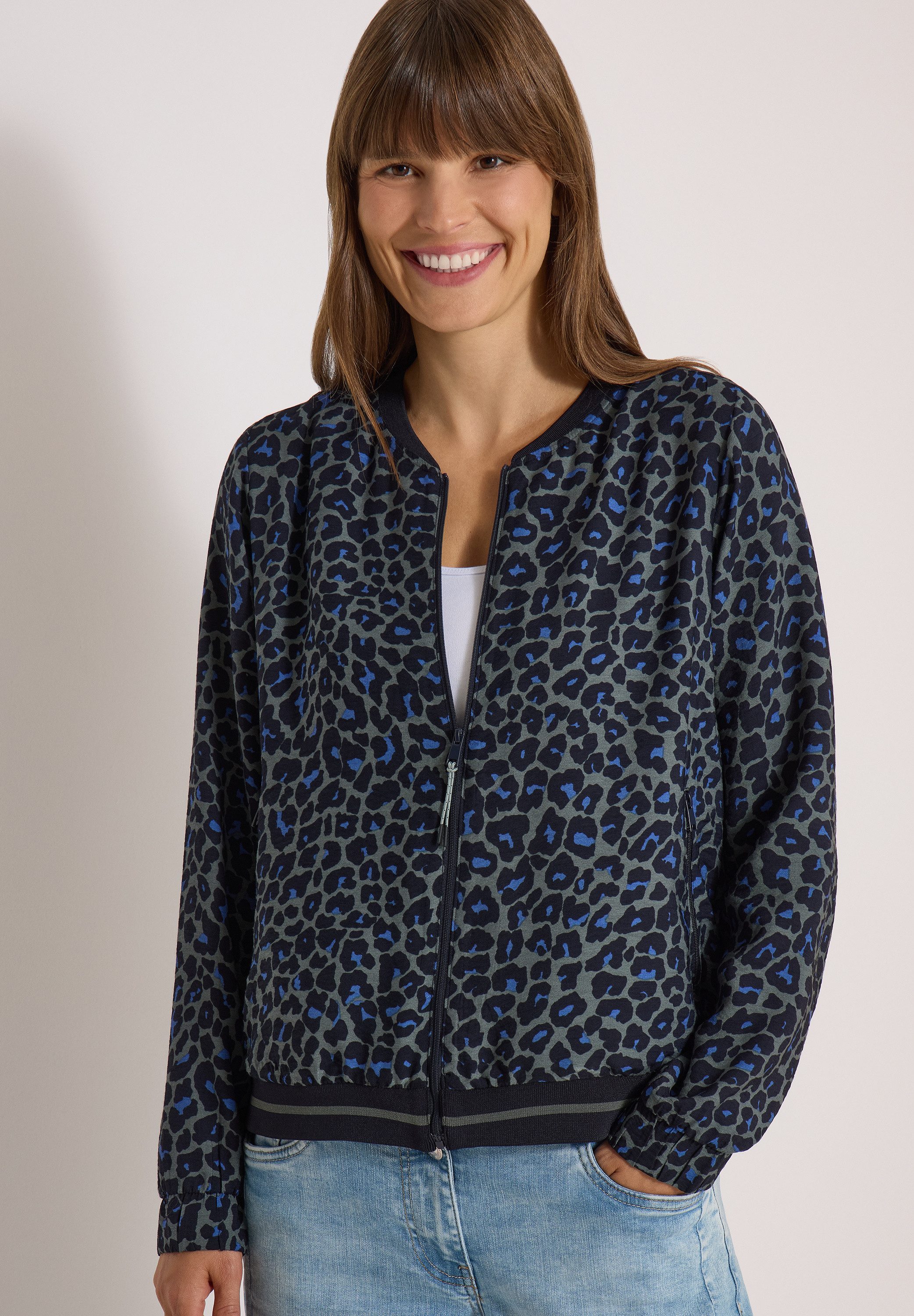 CECIL Blouson Elastikbund, Viskosemischung, Animal Print