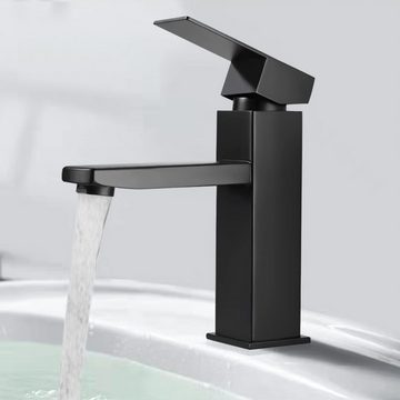 Tisoutec Waschtischarmatur Wasserhahn Bad Schwarz, Rostfreier Stahl Waschbecken Armaturen