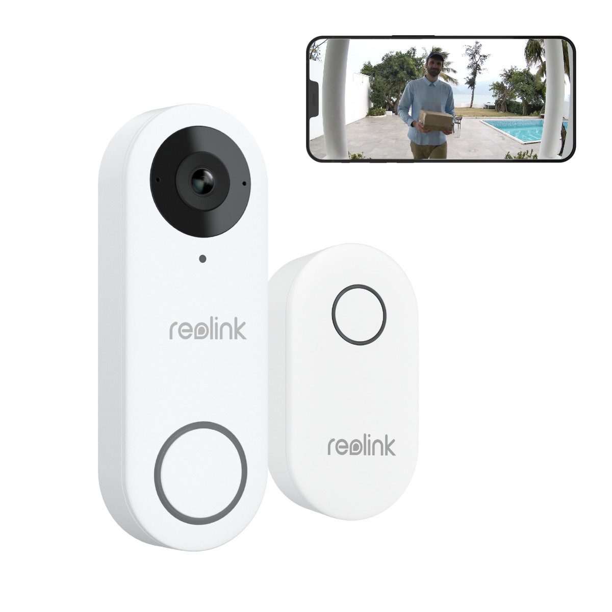 Reolink Smart Home Türklingel Videodoorbell Kamera WLAN-Version 5MP (Außenbereich, 2,4/5 GHz WiFi,Personenerkennung,Arbeitet mit Reolink NVRs)